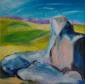 Joy Moore, Stones in the landscape (2002), tecnica mista su tela, cm 60x60